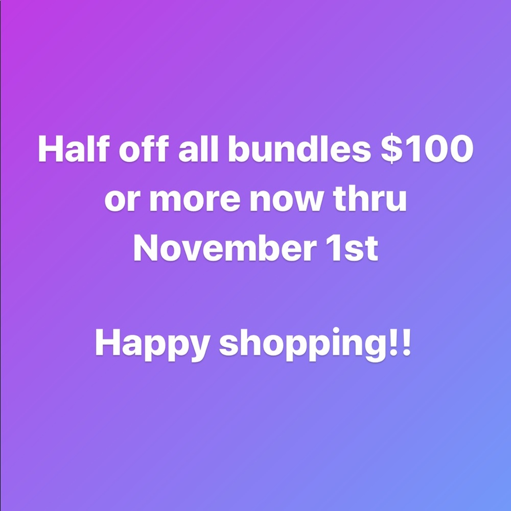 Half off $100 or more till Nov 1st!